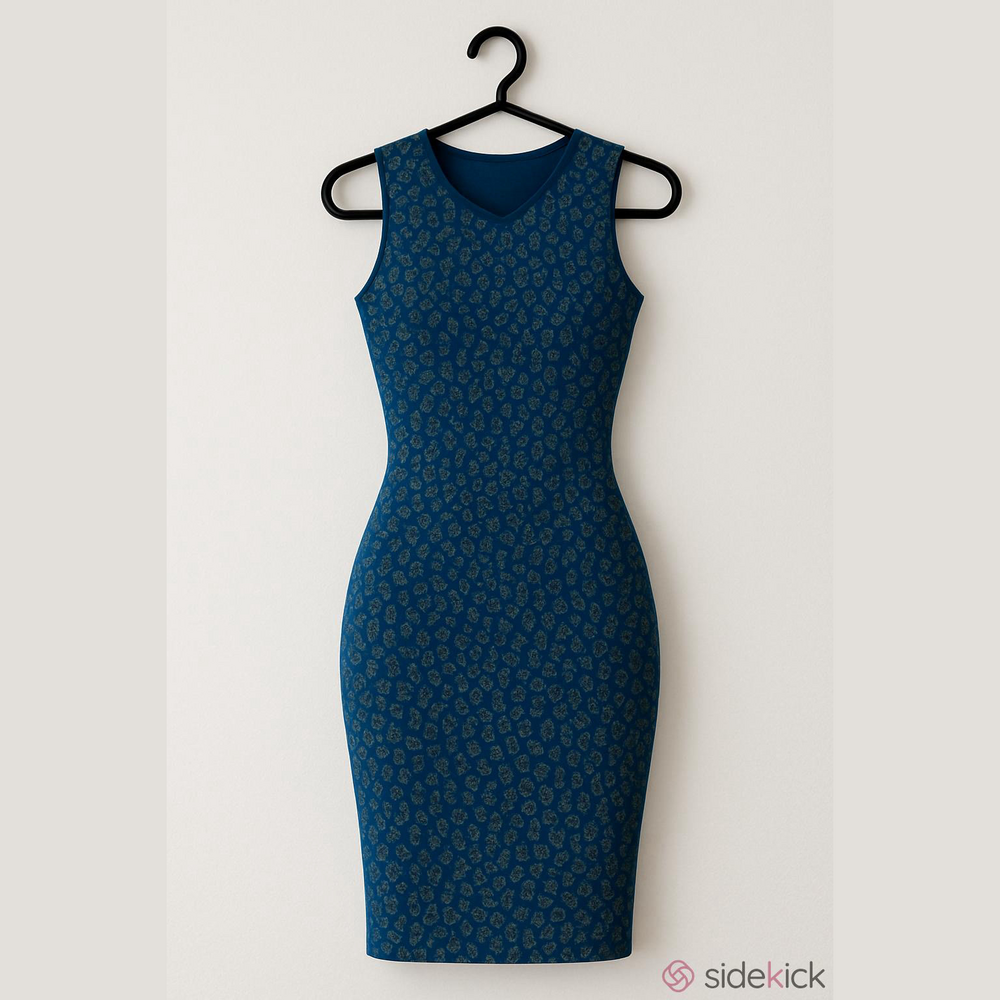 Blue green Patterned Sleeveless body con Amazon essentials faux wrap dress M